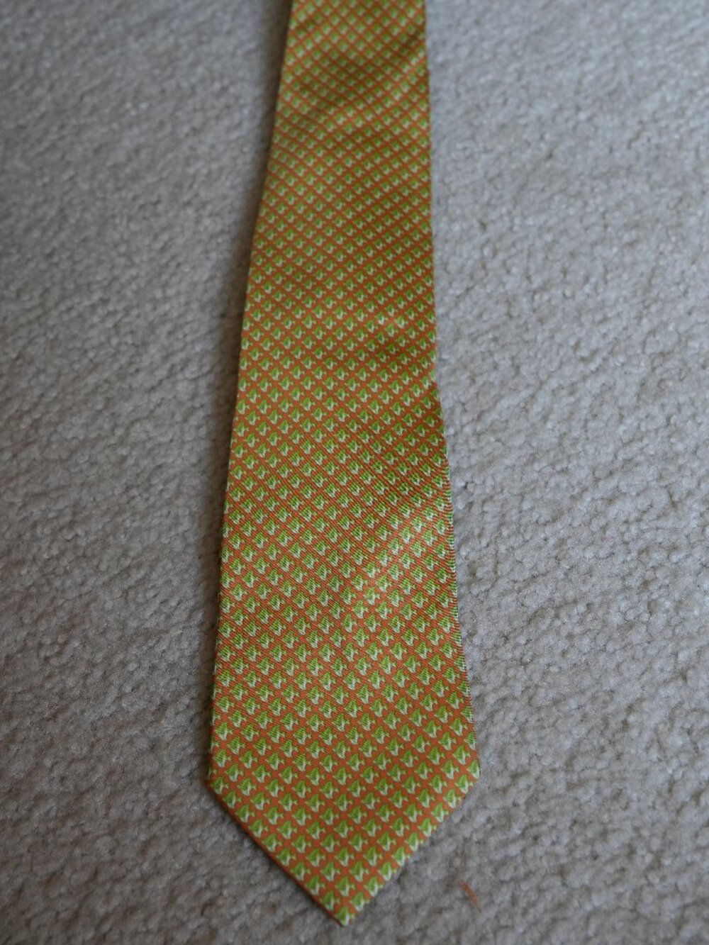 Men's Green & Orange Patterned Barney's New York Tie